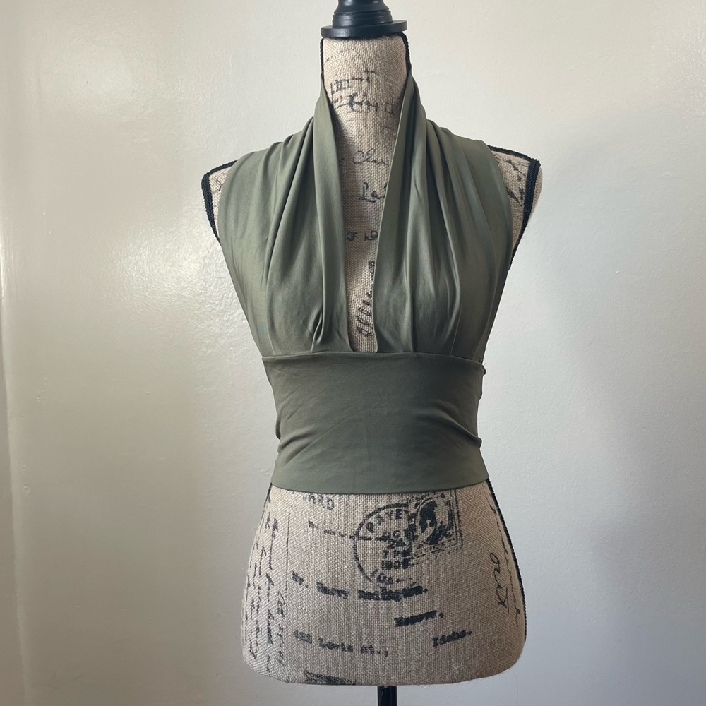 Olive Green Halter Top ✨